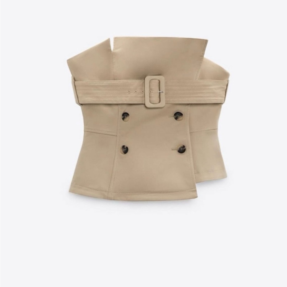 Zara crop top belted trench corset inspired